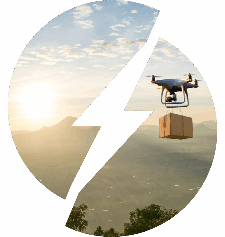 battery powered drone carrying package