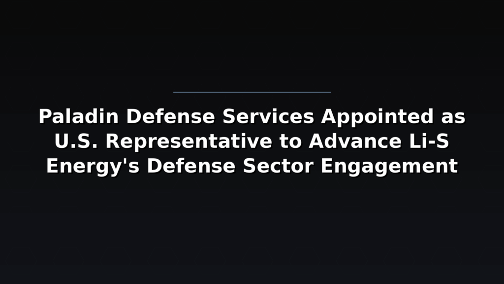 Paladin Defense Services Appointed as U.S. Representative